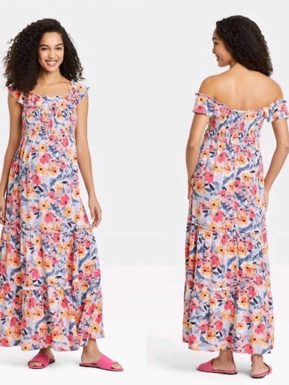Isabel Maternity by Ingrid & Isabel Pink and Blue Floral Maxi Dress